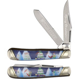Rough Ryder Christmas Trapper 2022 Acrylic Folding Stainless Pocket Knife 2521