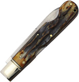 Rough Ryder Lockback Cinnamon Jigged Bone Folding Damascus Pocket Knife 2524