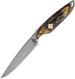 Rough Ryder Streamline Cinnamon Jigged Bone Damascus Fixed Blade Knife 2532