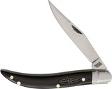Rough Rider Bearhead Toothpick Black Smooth Bone Folding Stainless Pocket Knife 2565