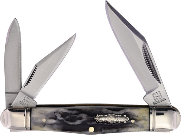Rough Ryder Whittler Black & White Stag Bone Folding Stainless Pocket Knife 2576