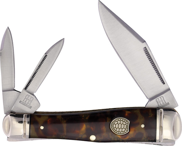Rough Ryder Whittler Faux Tortoise Shell Folding Stainless Clip & Twin Pen Pocket Knife 2577
