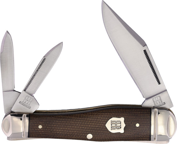 Rough Ryder Whittler Tater Skin Brown Micarta Folding Clip & Twin Pen Pocket Knife 2580
