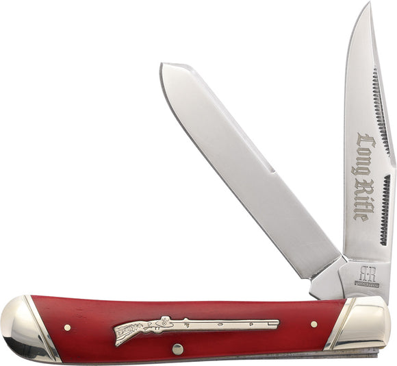 Rough Rider Long Rifle Trapper Red Smooth Bone Folding Stainless Pocket Knife 2616