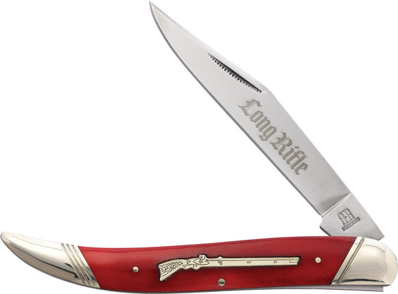 Rough Rider Long Rifle Large Toothpick Red Smooth Bone Folding Stainless Pocket Knife 2620