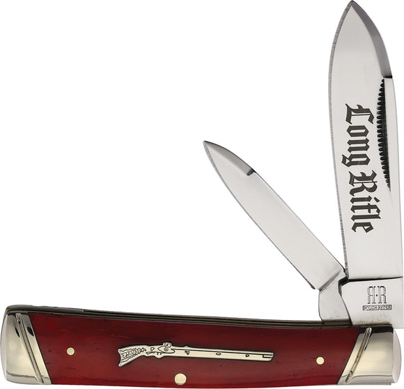 Rough Rider Long Rifle Gunstock Red Smooth Bone Folding Stainless Pocket Knife 2621