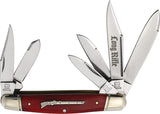 Rough Rider Long Rifle Six Blade Stockman Red Smooth Bone Folding Stainless Pocket Knife 2622