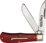 Rough Rider Long Rifle Jumbo Trapper Red Smooth Bone Folding Stainless Knife 2623