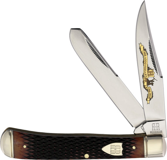Rough Ryder 30th Anniversary Trapper Brown Bone Folding Stainless Pocket Knife 2625