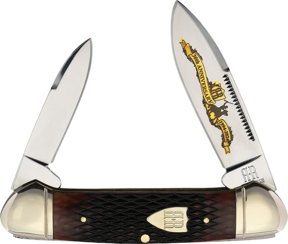 Rough Ryder 30th Anniversary Canoe Brown Bone Folding Stainless Pocket Knife 2627