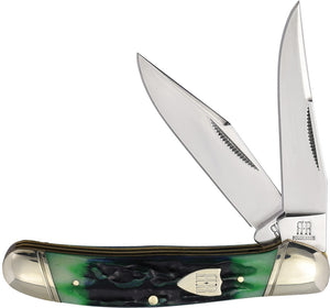 Rough Ryder Bluegill Copperhead Blue & Green Bone Folding Stainless Pocket Knife 2633
