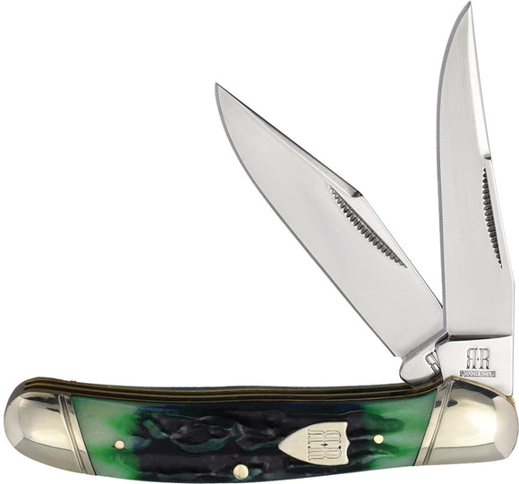 Rough Ryder Bluegill Copperhead Blue & Green Bone Folding Stainless Pocket Knife 2633