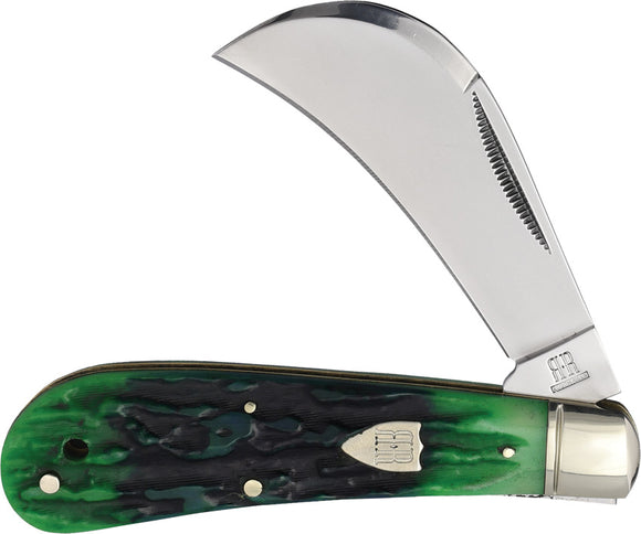 Rough Ryder Bluegill Hawkbill Blue & Green Bone Folding Stainless Pocket Knife 2635