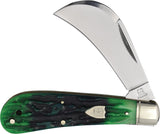 Rough Ryder Bluegill Hawkbill Blue & Green Bone Folding Stainless Pocket Knife 2635