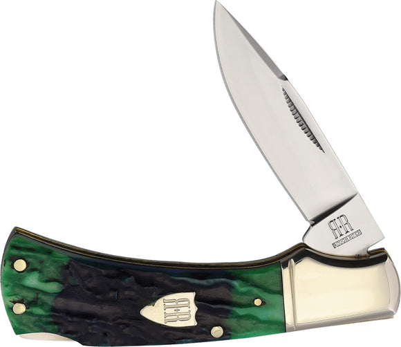 Rough Rider Bluegill Lockback Green & Blue Bone Folding Stainless Pocket Knife 2636