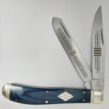 Rough Ryder 30th Anniversay 8" Trapper Black & Blue Wood Folding Stainless Knife 2647