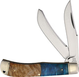 Rough Rider Pandora Swirl Jumbo Trapper Blue Resin & Wood Folding Pocket Knife 2651
