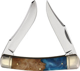 Rough Rider Pandora Swirl Large Moose Blue Resin & Wood Folding Stainless Pocket Knife 2652