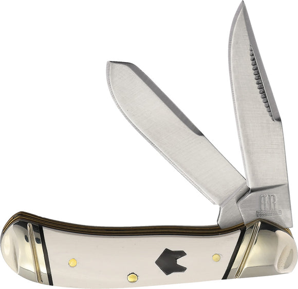 Rough Rider Arctic Fox Tiny Trapper White Micarta Folding Stainless Pocket Knife 2657