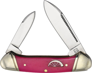 Rough Ryder Mini Canoe Pink Lemonade Smooth Bone Folding Stainless Pocket Knife 2662