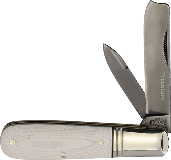Rough Rider Tuxedo Razor Barlow White Micarta Folding Stainless Pocket Knife 2666
