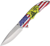 Rough Rider Linerlock A/O Don't Tread On Me Flag Aluminum Folding Stainless Pocket Knife 2686