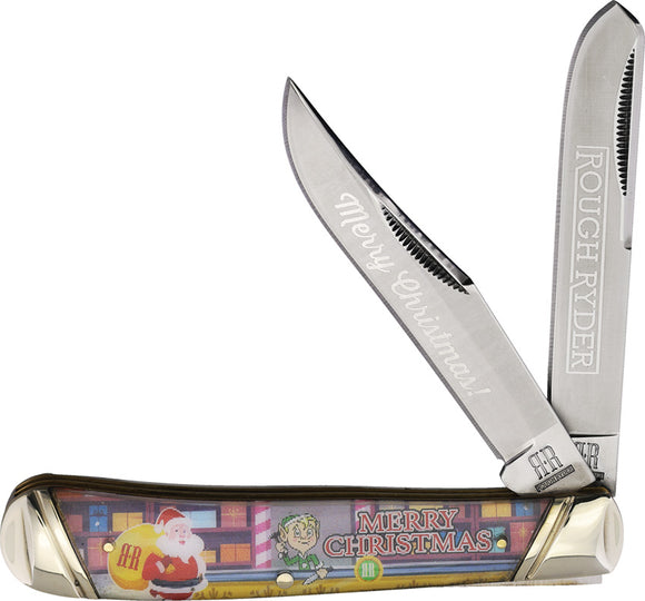 Rough Ryder Merry Christmas Trapper 2024 Folding Stainless Pocket Knife 2690