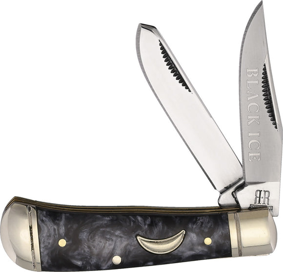 Rough Rider Midnight Pearl Tiny Trapper Black Swirl Folding Stainless Pocket Knife 2694