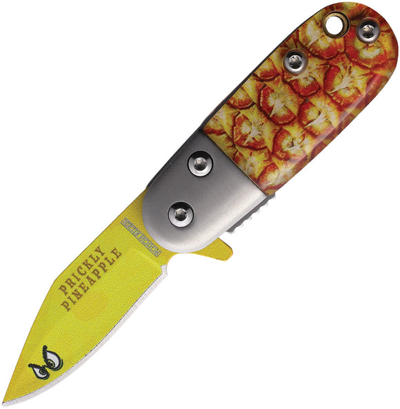 Rough Ryder Prickly Pineapple Linerlock A/O Yellow Folding Stainless Knife 2723