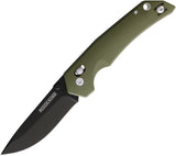 Rough Rider Slide Lock OD Green G10 Folding Stainless Drop Pt Pocket Knife 2747