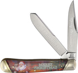 Rough Rider Merry Christmas 2026 Trapper Acrylic Folding Stainless Pocket Knife 2798