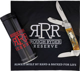 Rough Ryder Reserve Roundup Brown Stag Bone Folding D2 Steel Pocket Knife 026CB