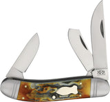 Rough Ryder Reserve Roundup Brown Stag Bone Folding D2 Steel Pocket Knife 026CB