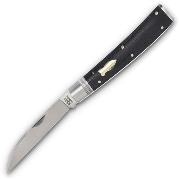 Rough Ryder Reserve Whiskey Ryder Swayback Doc Black Micarta Folding D2 Steel Knife 045