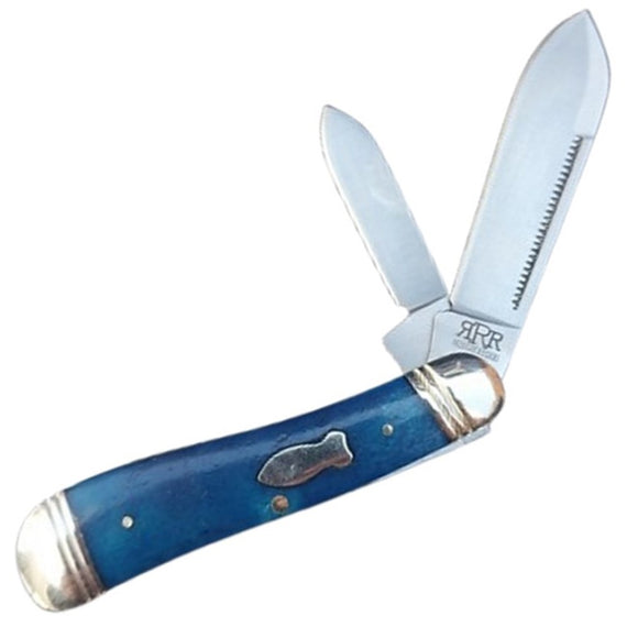 Rough Ryder Reserve Cowleg Peanut Blue Smooth Bone Folding D2 Steel Pocket Knife 049