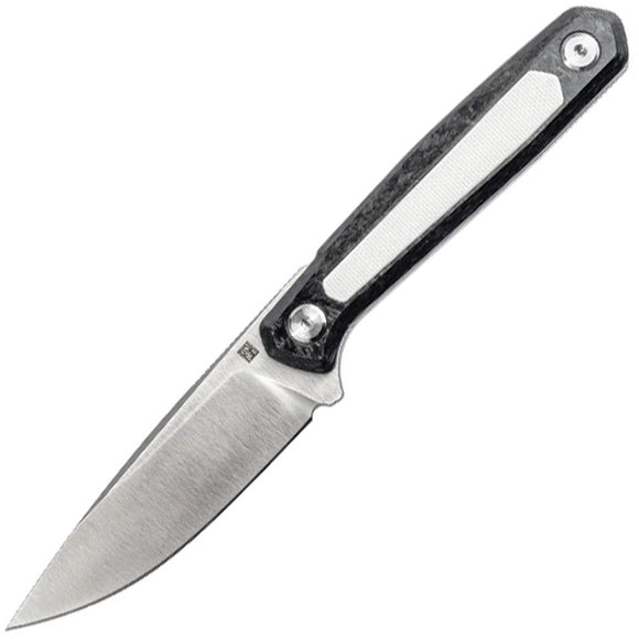 Real Steel Dex Apex Carbon Fiber & White G10 Bohler M390 Fixed Blade Knife 3501FW