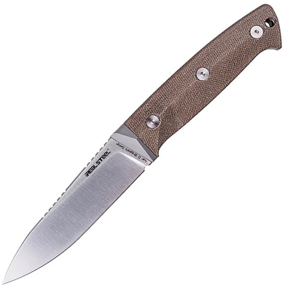 Real Steel Black Thorn Natural Micarta & Titanium K110 Steel Fixed Blade Knife 3621NM