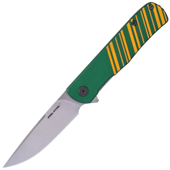 Real Steel Karly Linerlock Green & Gold Aluminum Folding VG-10 Pocket Knife 6051