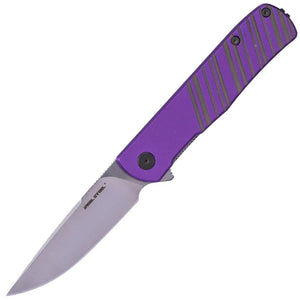 Real Steel Karly Linerlock Purple & Grey Aluminum Folding VG-10 Pocket Knife 6053