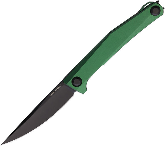 Real Steel Teres Linerlock Green Aluminum Folding Nitro-V Pocket Knife 7111GB