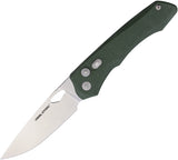 Real Steel Griffin Pro Button Lock Green Micarta Folding 14C28N Pocket Knife 7131GM