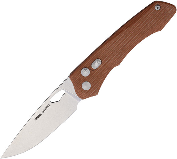 Real Steel Griffin Pro Button Lock Natural Micarta Folding 14C28N Pocket Knife 7131NM