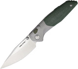 Real Steel Hoeft Button Lock Green Micarta & Titanium Folding S35VN Pocket Knife 7901GM