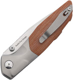 Real Steel Hoeft Button Lock Natural Micarta & Titanium Folding S35VN Pocket Knife 7901NM