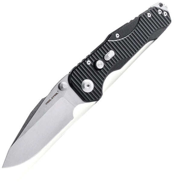 Real Steel Evolution Ironclad Button Framelock Black G10 & Stainless Folding D2 Steel Knife 7911SB