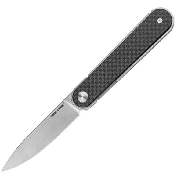Real Steel Iris Front Flipper Linerlock Black G10 & Carbon Fiber Folding 12C27 Pocket Knife 8061BF