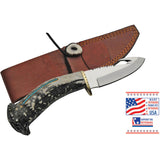 Rite Edge USA Guthook Tan & Brown Stainless Guthook Fixed Blade Knife DHB2