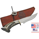 Rite Edge USA Hunter Brown & White Curved Stainless Fixed Blade Knife EKB3