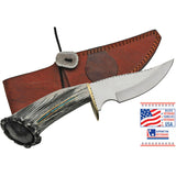 Rite Edge USA Skinner Tan & White Smooth Stainless Fixed Blade Knife EKB7