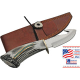 Rite Edge USA Guthook Hunter White & Brown Stainless Fixed Blade Knife EKBBK2